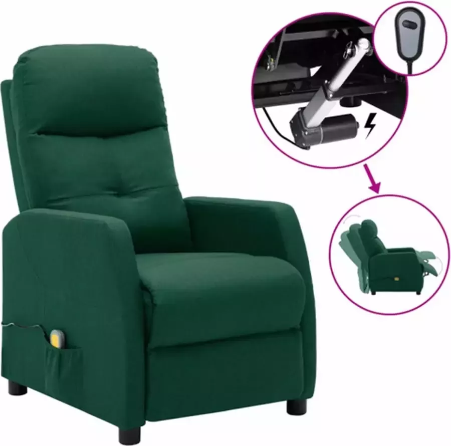 VidaXL -Massagestoel-elektrisch-verstelbaar-stof-donkergroen - Foto 3