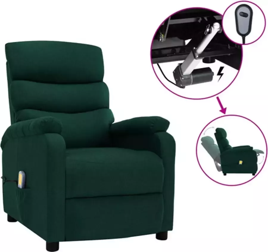 VidaXL -Massagestoel-elektrisch-verstelbaar-stof-donkergroen - Foto 3