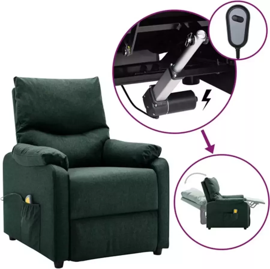 VidaXL -Massagestoel-elektrisch-verstelbaar-stof-donkergroen - Foto 5