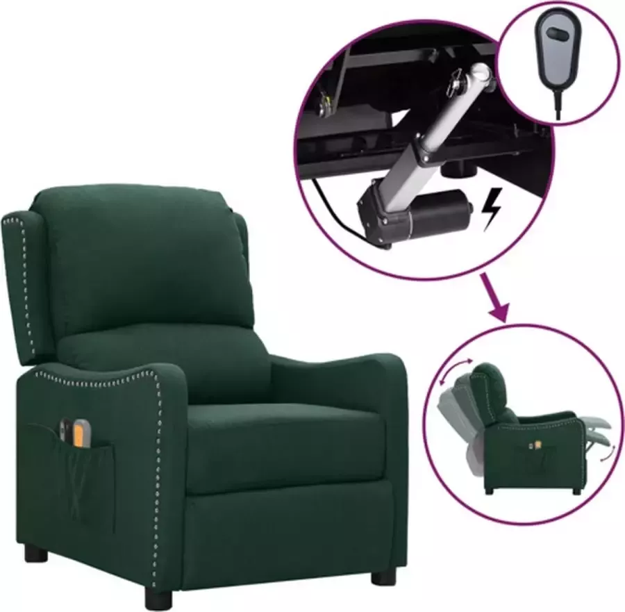 VidaXL Massagestoel verstelbaar elektrisch stof donkergroen - Foto 1