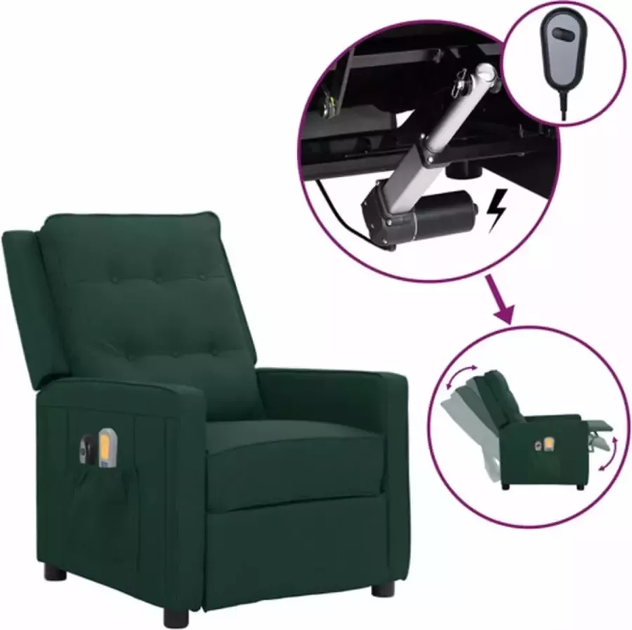 VidaXL Massagestoel elektrisch verstelbaar stof donkergroen - Foto 3