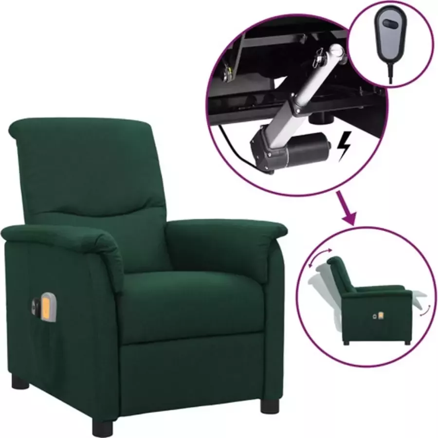 VidaXL -Massagestoel-elektrisch-verstelbaar-stof-donkergroen - Foto 2