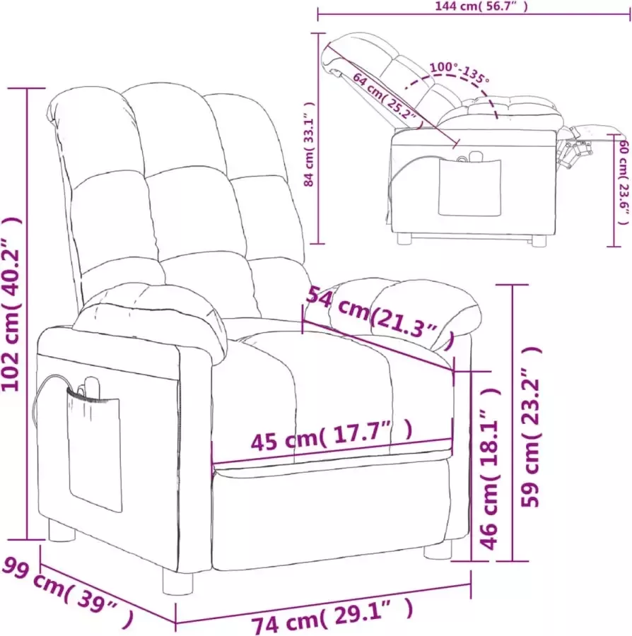 VidaXL -Massagestoel-elektrisch-verstelbaar-stof-donkergroen - Foto 2