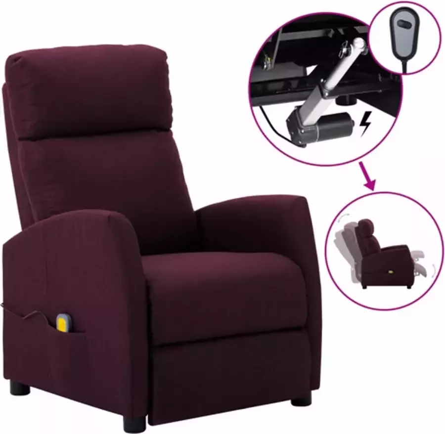 VidaXL Massagestoel verstelbaar elektrisch stof paars - Foto 6