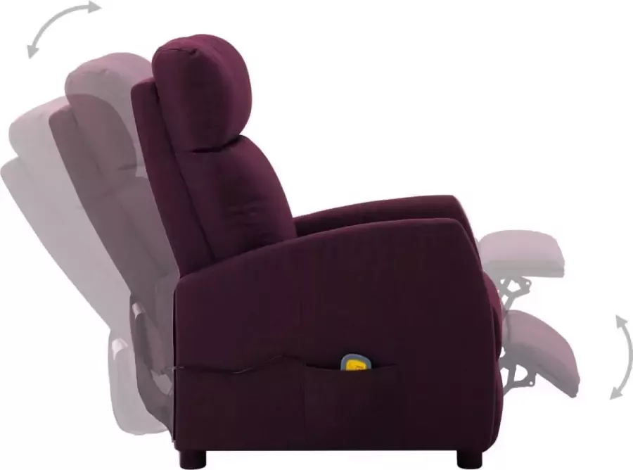 VidaXL Massagestoel verstelbaar elektrisch stof paars - Foto 5