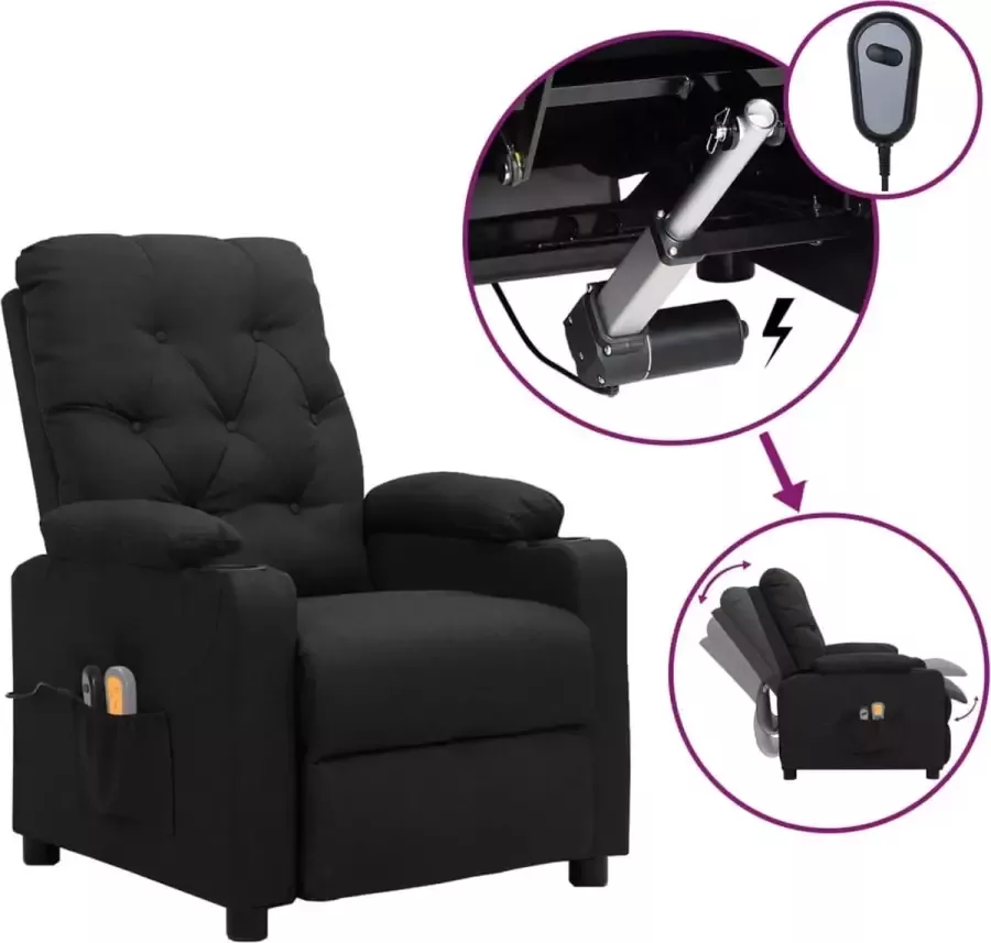 VidaXL Massagestoel elektrisch verstelbaar stof zwart - Foto 1