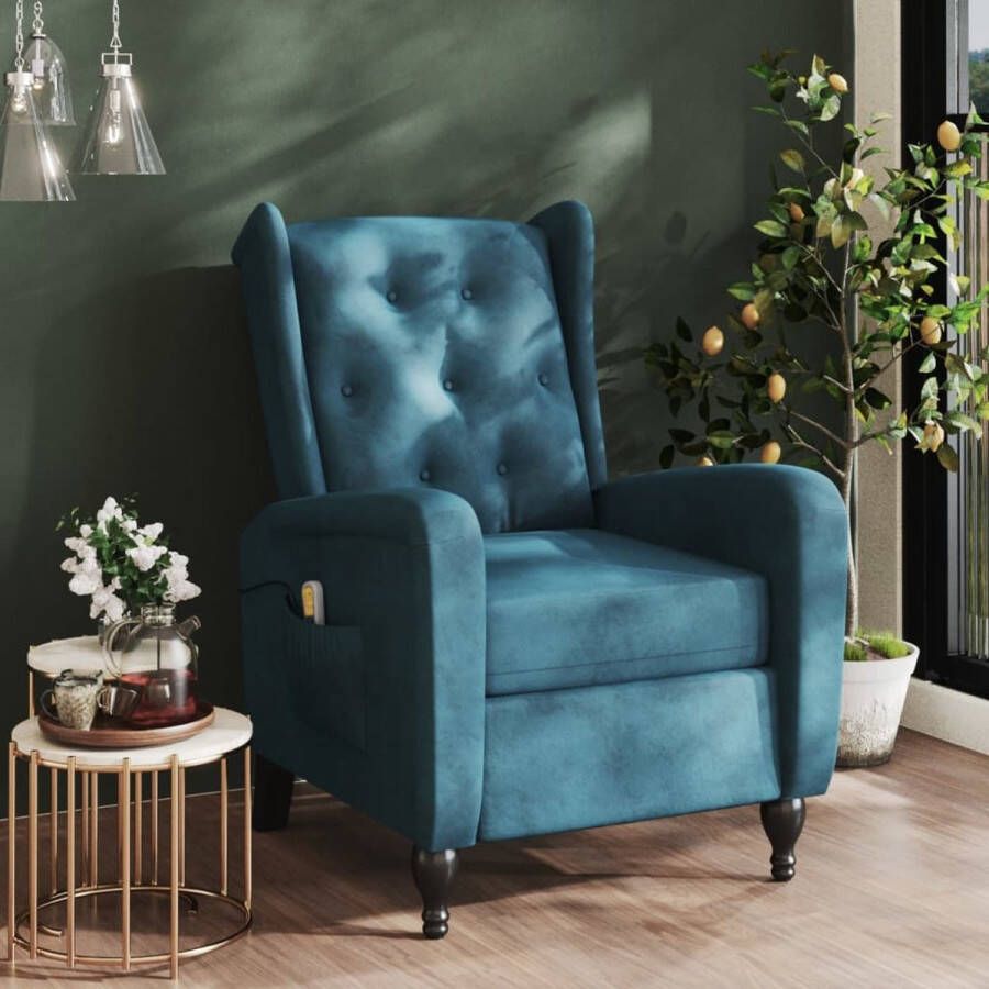 VidaXL -Massagestoel-verstelbaar-fluweel-blauw - Foto 2