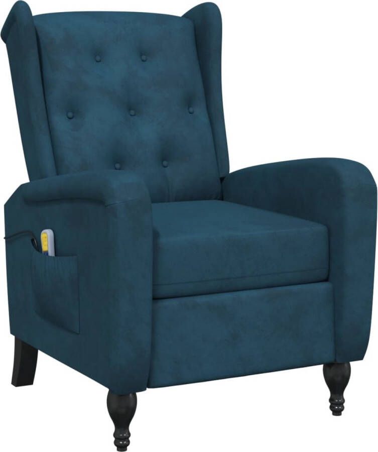 VidaXL -Massagestoel-verstelbaar-fluweel-blauw - Foto 1