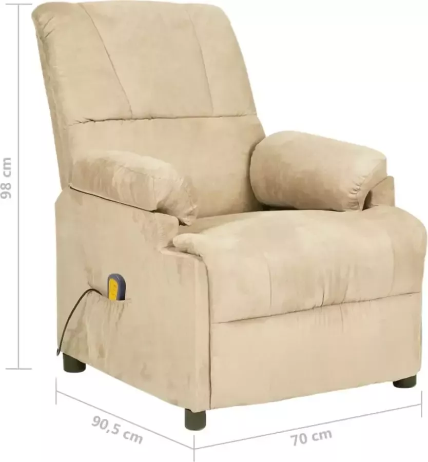 VidaXL Massagestoel verstelbaar kunstsuède crèmekleurig - Foto 1