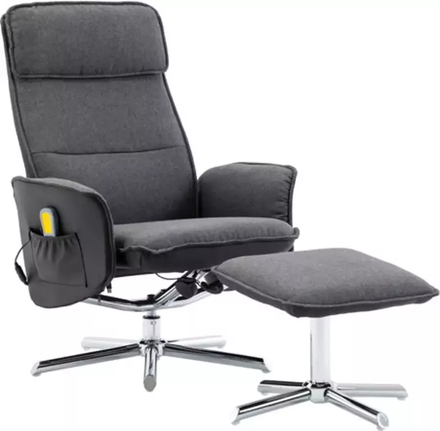 VidaXL -Massagestoel-verstelbaar-met-voetenbank-stof-donkergrijs-zwart - Foto 2