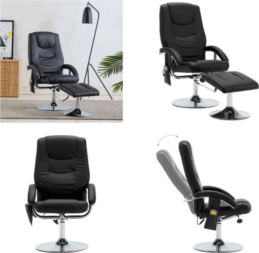 VidaXL Massagestoel verstelbaar met voetenbankje kunstleer zwart Luie Stoel Luie Stoelen Fauteuil Fauteuils