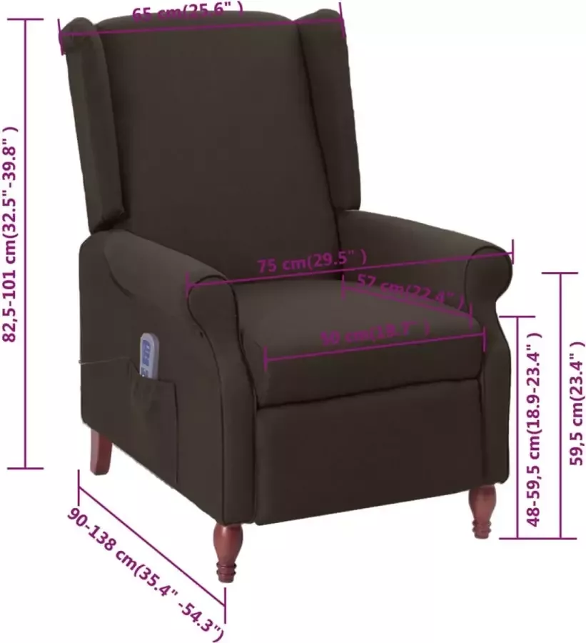 VidaXL -Massagestoel-verstelbaar-stof-donkerbruin - Foto 2