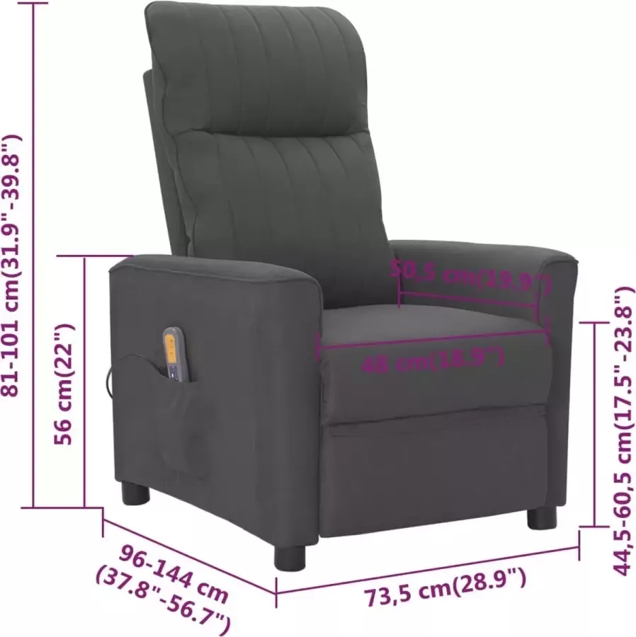 VidaXL Massagestoel verstelbaar stof donkergrijs