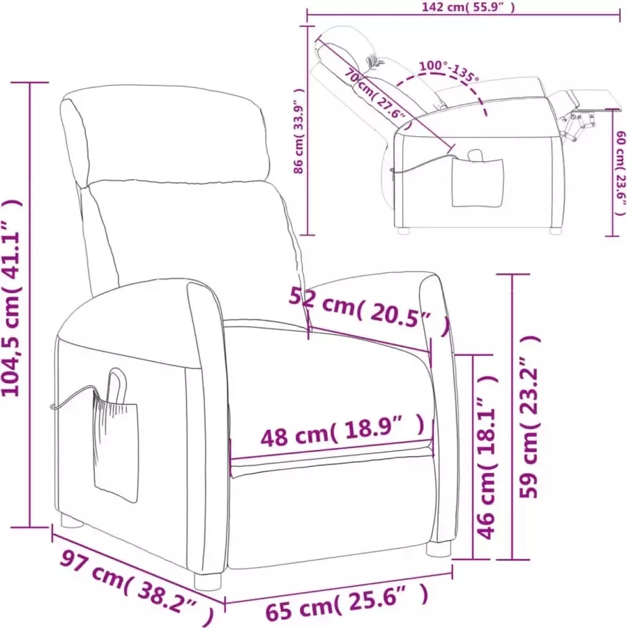 VidaXL Massagestoel verstelbaar stof taupe - Foto 2