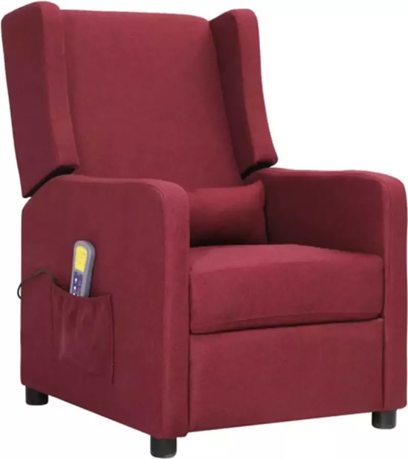 VidaXL Massagestoel verstelbaar stof wijnrood - Foto 2