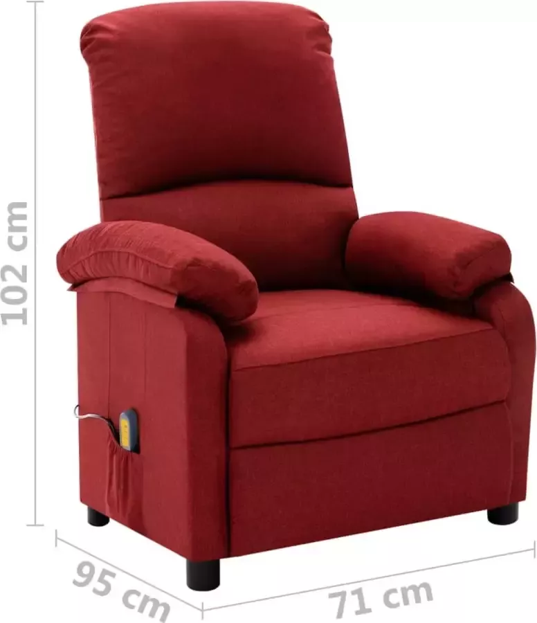 VidaXL Massagestoel verstelbaar stof wijnrood - Foto 3