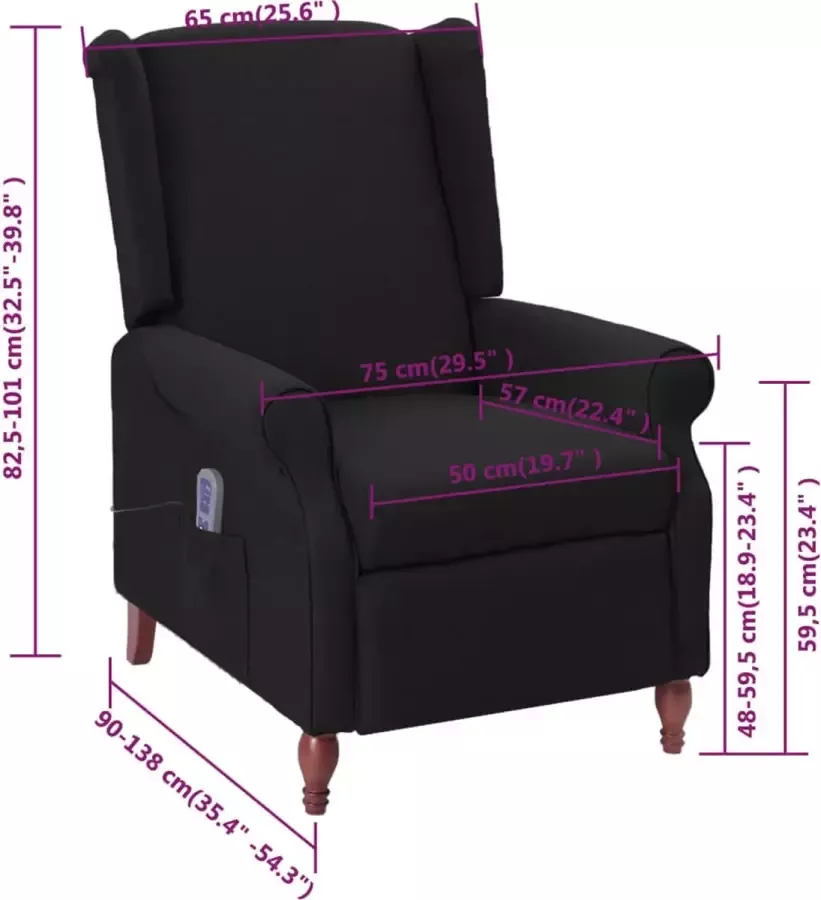 VidaXL -Massagestoel-verstelbaar-stof-zwart - Foto 2