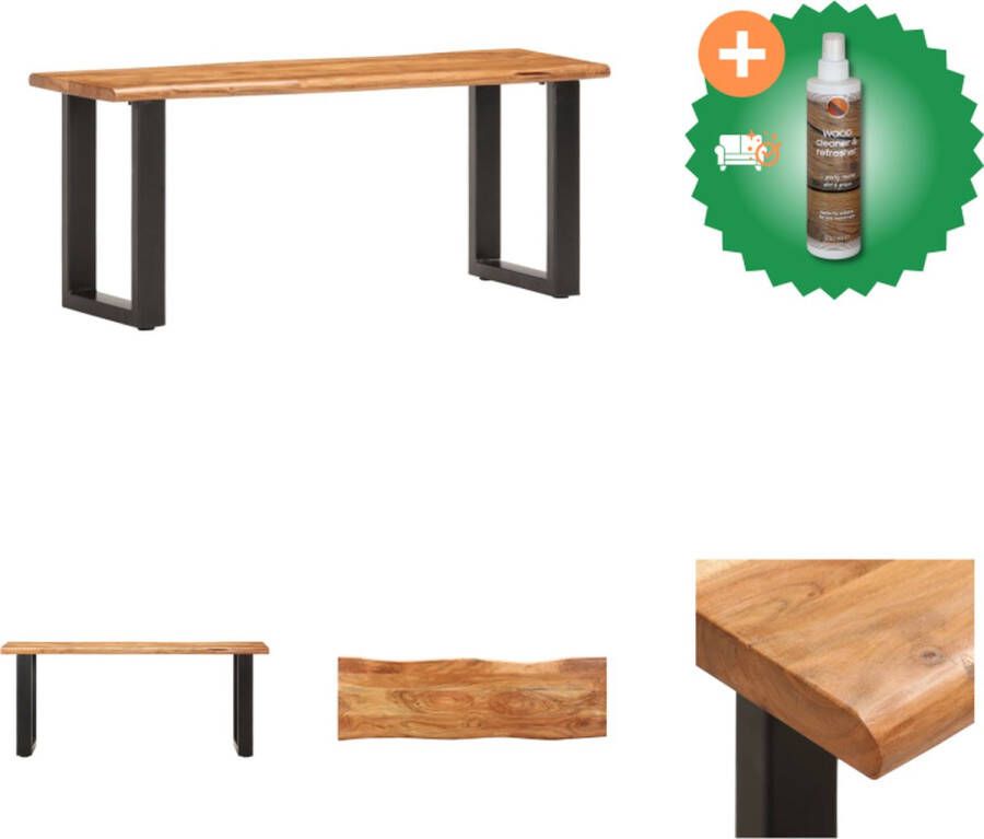 VidaXL Massief acaciahouten bank Industriële stijl 110 x 35 x 46 cm Hocker Inclusief Houtreiniger en verfrisser