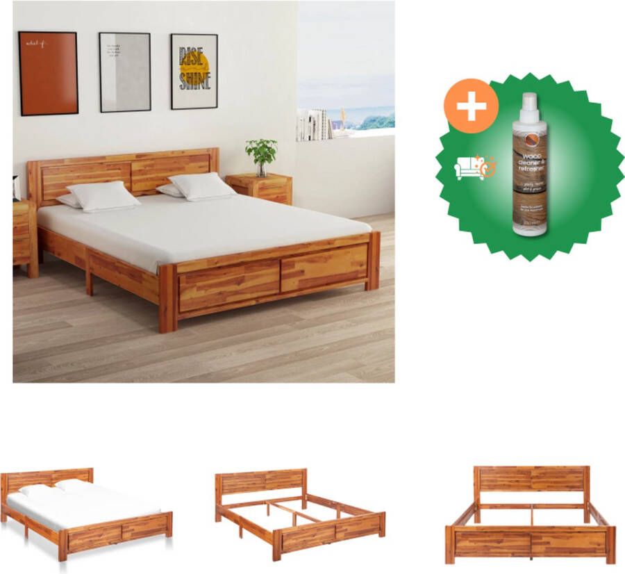 VidaXL Massief Acaciahouten Bed 208x165x85 cm Geschikt voor 160x200 cm matras Bed Inclusief Houtreiniger en verfrisser