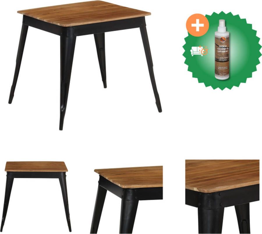 VidaXL Massief Acaciahouten Eettafel 75 x 75 x 76 cm Industriële Stijl Tafel Inclusief Houtreiniger en verfrisser