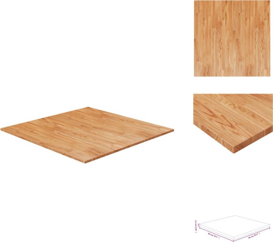 The Living Store Tafelblad vierkant 90x90x2 5 cm massief eiken lichtbruin Massief Eikenhouten Tafelblad Kopen Eikenhouten Meubilair Vintage Tafelblad Landelijke Tafelblad - Foto 2