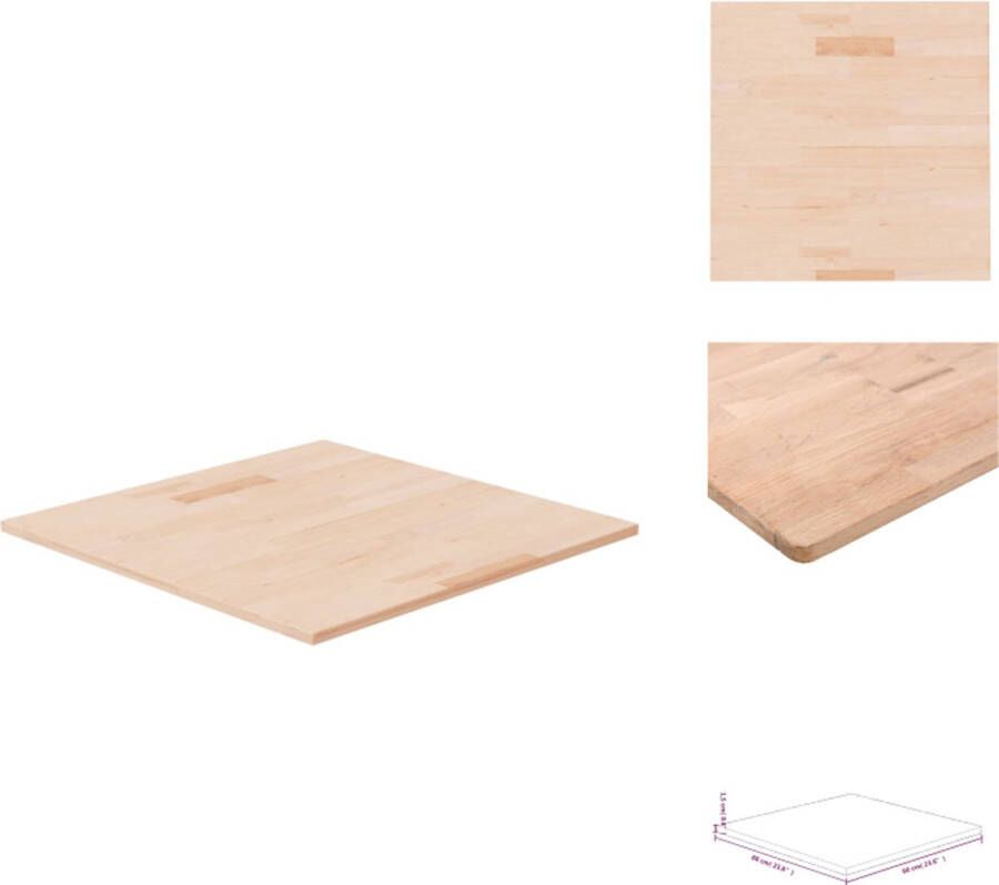 VidaXL Tafelblad Tafel Houten Tafelblad Tafels Tafelblad vierkant 60x60x1-5 cm onbehandeld massief eikenhout