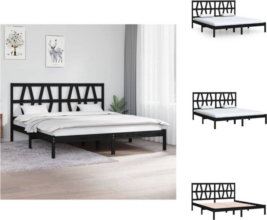 VidaXL Massief Grenen Bedframe 180 x 200 cm Zwarte kleur Bed