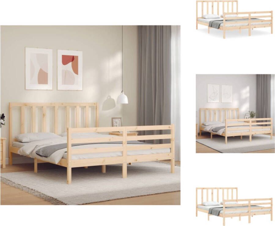 VidaXL Massief grenen Bedframe 205.5 x 155.5 x 100 cm Multiplex lattenbodem Bed