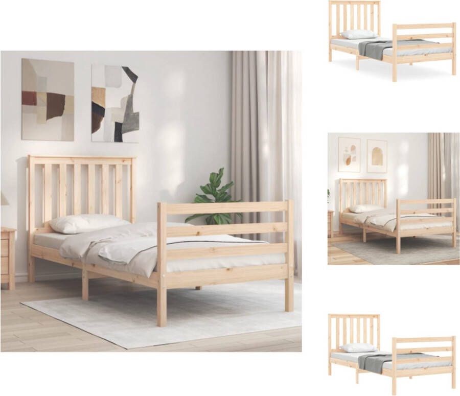 VidaXL Massief grenen bedframe 205.5 x 95.5 x 101 cm met multiplex lattenbodem Bed