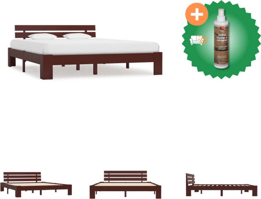 VidaXL Bedframe Hout Donkerbruin 208 x 168 x 77 cm Geschikt voor 160 x 200 cm matras Montage vereist Bed Inclusief Houtreiniger en verfrisser - Foto 4