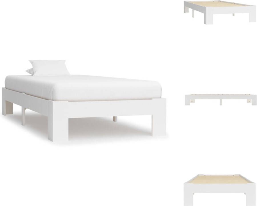 VidaXL Bedframe Bedframes Bed Bedden Bedframe massief grenenhout wit 90x200 cm - Foto 2
