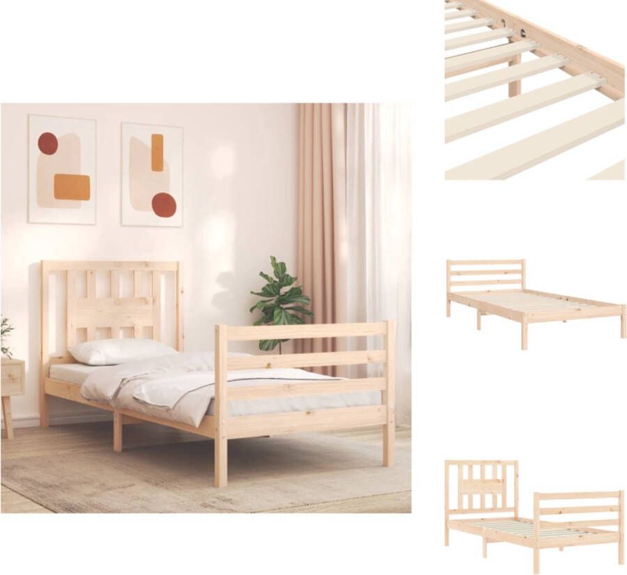 VidaXL Bedframe Bedframes Bed Eenpersoonsbed Bedframe met hoofdbord massief hout 2FT6 Small Single - Foto 4
