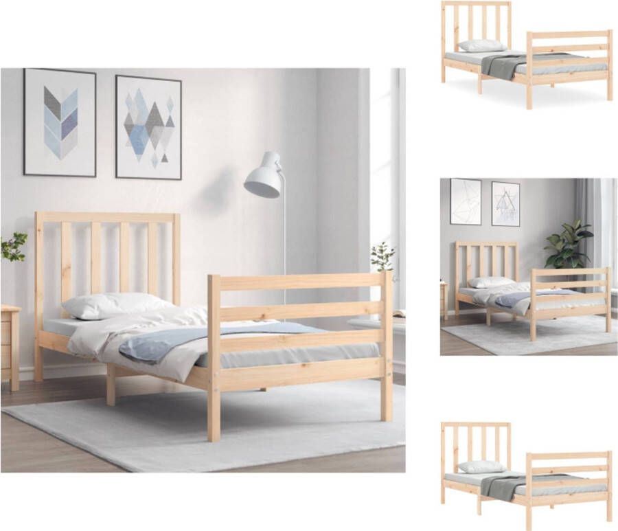 vidaXL Massief grenen Houten Bedframe 205.5 x 105.5 x 100 cm Multiplex Lattenbodem Bed