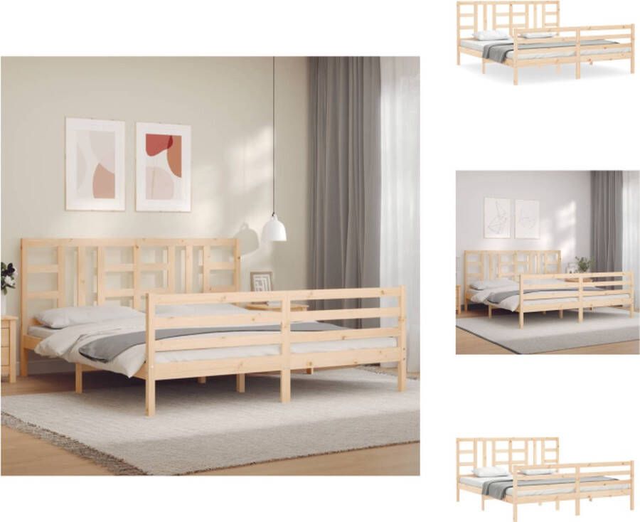 VidaXL Massief Grenen Houten Bedframe 205.5 x 185.5 cm Onbehandeld hout Bed