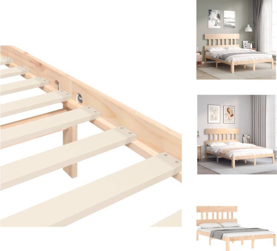 VidaXL Bedframe Bedframes Bed Tweepersoonsbed Bedframe met hoofdbord massief hout 4FT6 Double - Foto 4