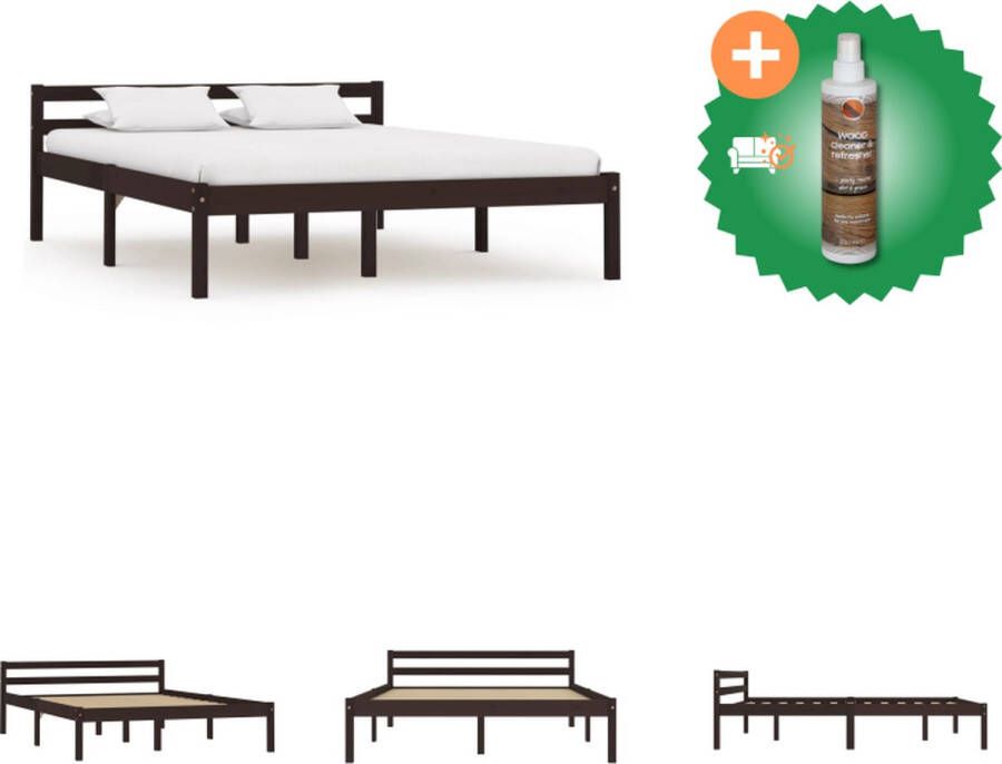 VidaXL Houten Bedframe Modern Cool Slaapkamer Afmeting- 206 x 146 x 63 cm Ken- Massief grenenhout Bed Inclusief Houtreiniger en verfrisser - Foto 3