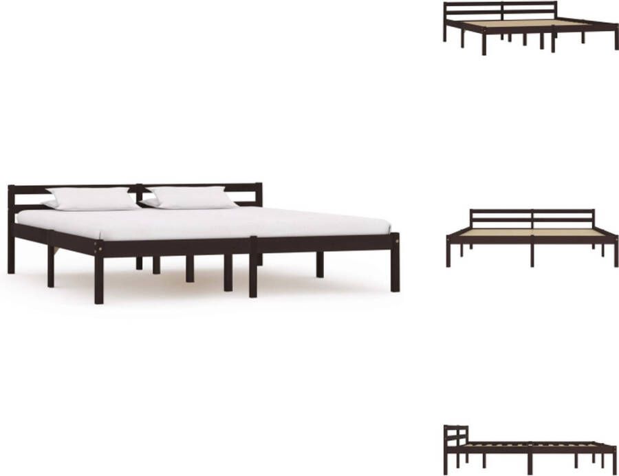 VidaXL Bedframe Bedframes Bed Frame Bed Frames Bedframe massief grenenhout donkerbruin 160x200 cm - Foto 3