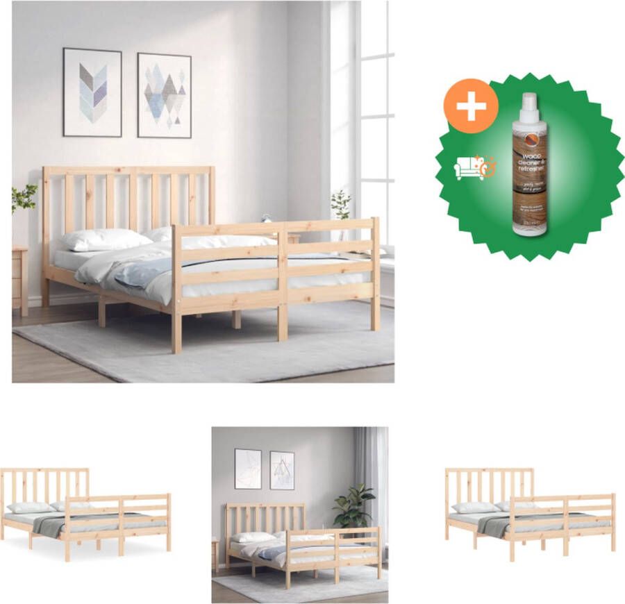 VidaXL Massief grenenhouten Bedframe 195.5 x 125.5 x 100 cm Multiplex lattenbodem Bed Inclusief Houtreiniger en verfrisser