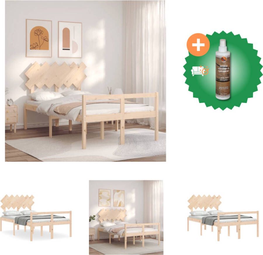 VidaXL Massief grenenhouten bedframe 195.5 x 140.5 x 81 cm Multiplex lattenbodem Bed Inclusief Houtreiniger en verfrisser