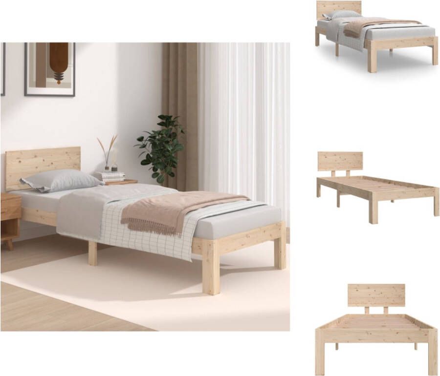 VidaXL Houten Bedframe Grenenhout Eenpersoons 195.5 x 81 x 104 cm Stabiel en Stijlvol Geschikt voor 75 x 190 cm Matras Montage vereist Inclusief Hoofdeind en Voeteneind Bed - Foto 8