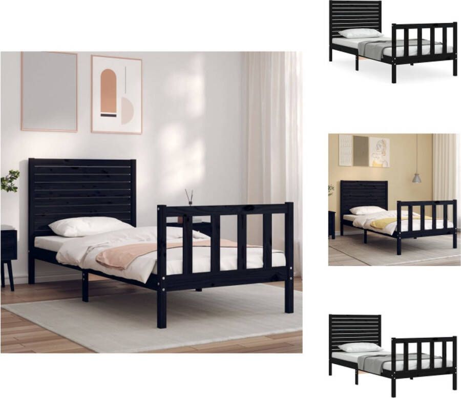 VidaXL Massief grenenhouten bedframe 195.5 x 80.5 x 100 cm zwart 75 x 190 cm (2FT6 Small Single) Bed