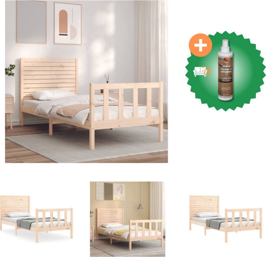 VidaXL Massief Grenenhouten Bedframe 195.5 x 95.5 x 100 cm Multiplex lattenbodem Bed Inclusief Houtreiniger en verfrisser