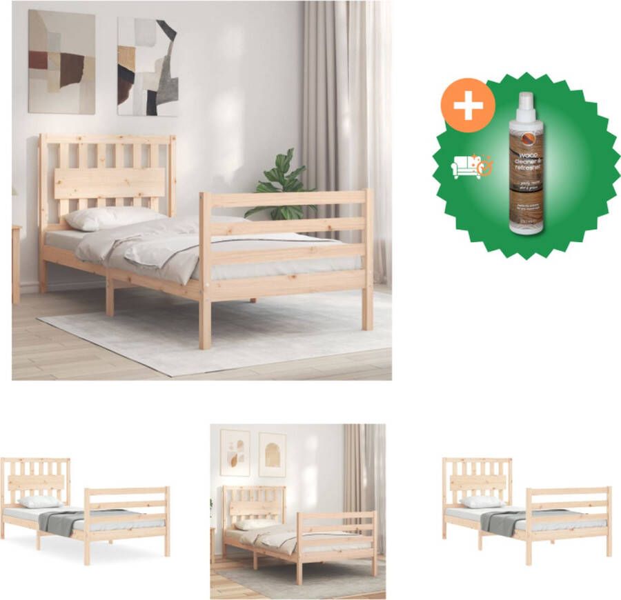 vidaXL Massief grenenhouten bedframe 195.5 x 95.5 x 100 cm Multiplex lattenbodem Bed Inclusief Houtreiniger en verfrisser