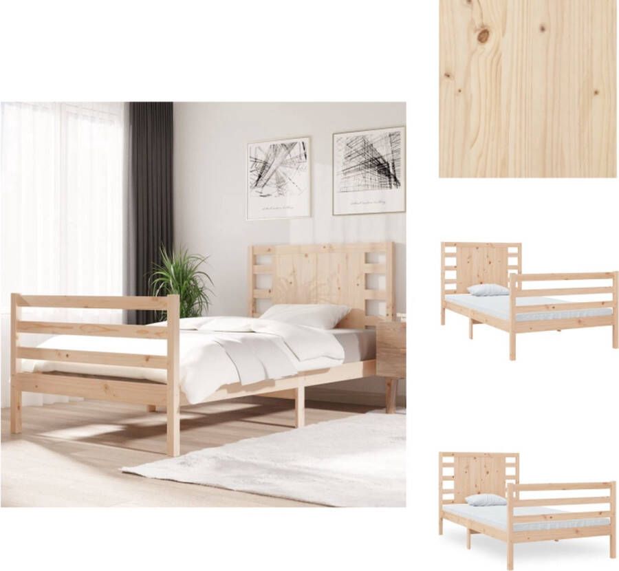 VidaXL Bedframe Bedframes Bed Bedbodem Bedframe zonder matras massief grenenhout 90x190 cm - Foto 3