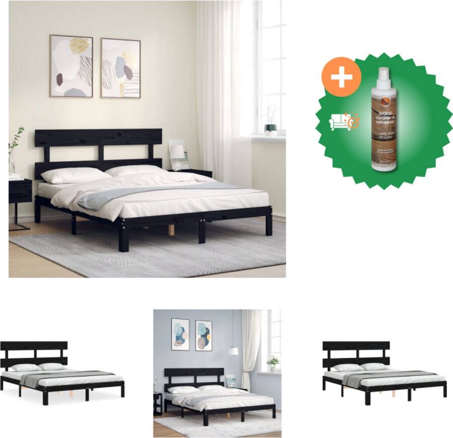 VidaXL Massief grenenhouten Bedframe 203.5 x 153.5 x 81 cm Multiplex lattenbodem Bed Inclusief Houtreiniger en verfrisser