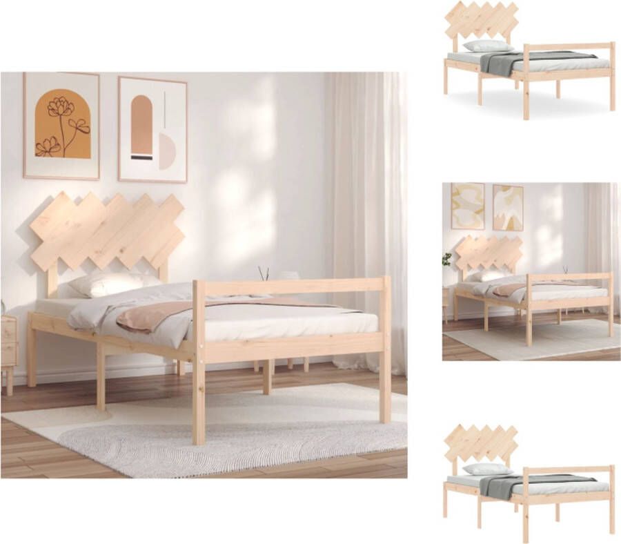VidaXL Seniorenbed Seniorenbedden Senioren Bed Bedframe Seniorenbed met hoofdbord massief hout 100x200 cm - Foto 4