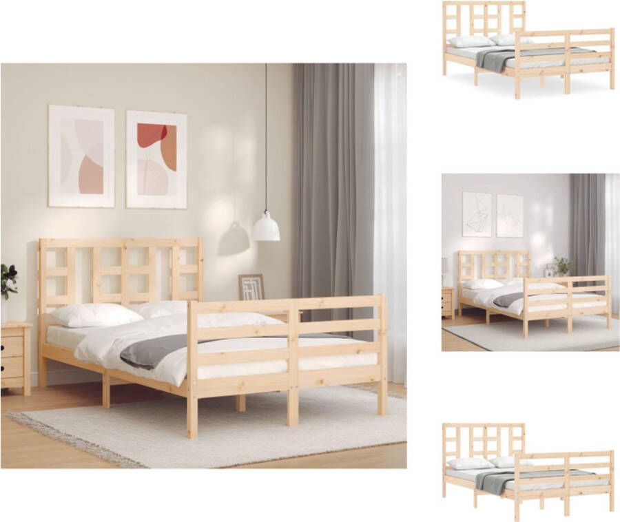 vidaXL Massief Grenenhouten Bedframe 205.5 x 125.5 x 100 cm Hoogte 21 cm Multiplex Lattenbodem Bed