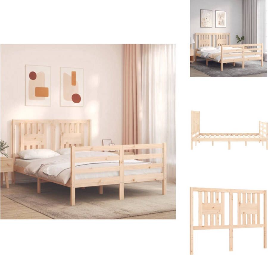 VidaXL Massief grenenhouten Bedframe 205.5 x 145.5 x 100 cm multiplex lattenbodem Bed