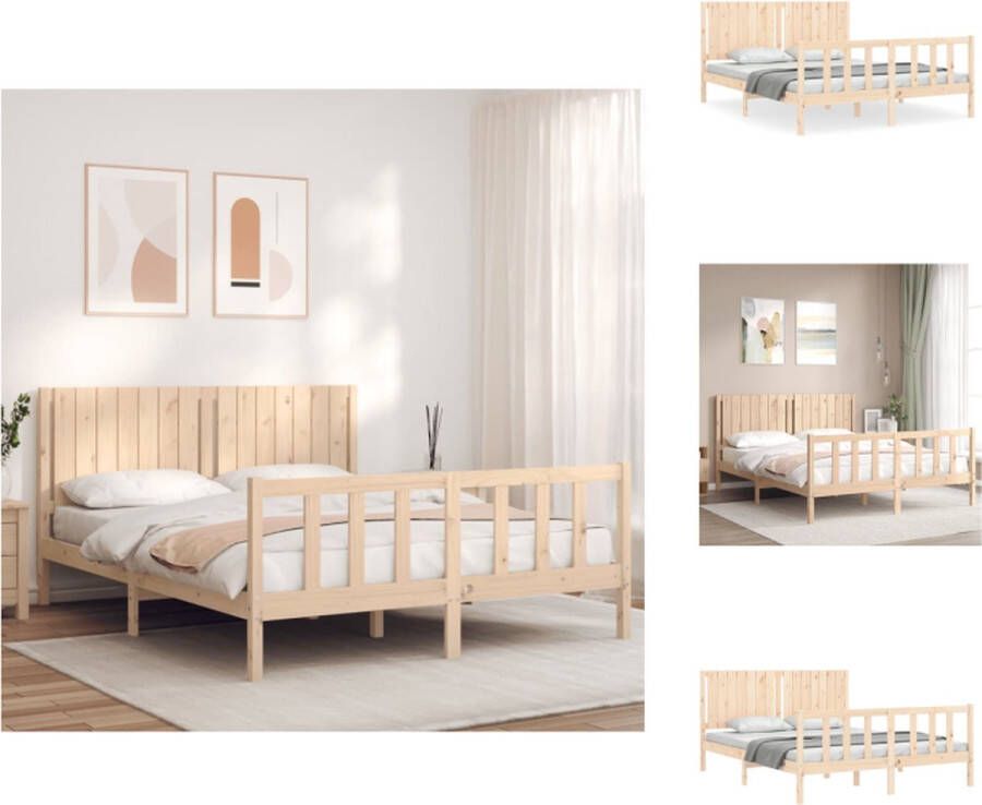 VidaXL Bedframe Bedframes Bed Tweepersoonsbed Bedframe zonder matras massief grenenhout 160x200 cm - Foto 4