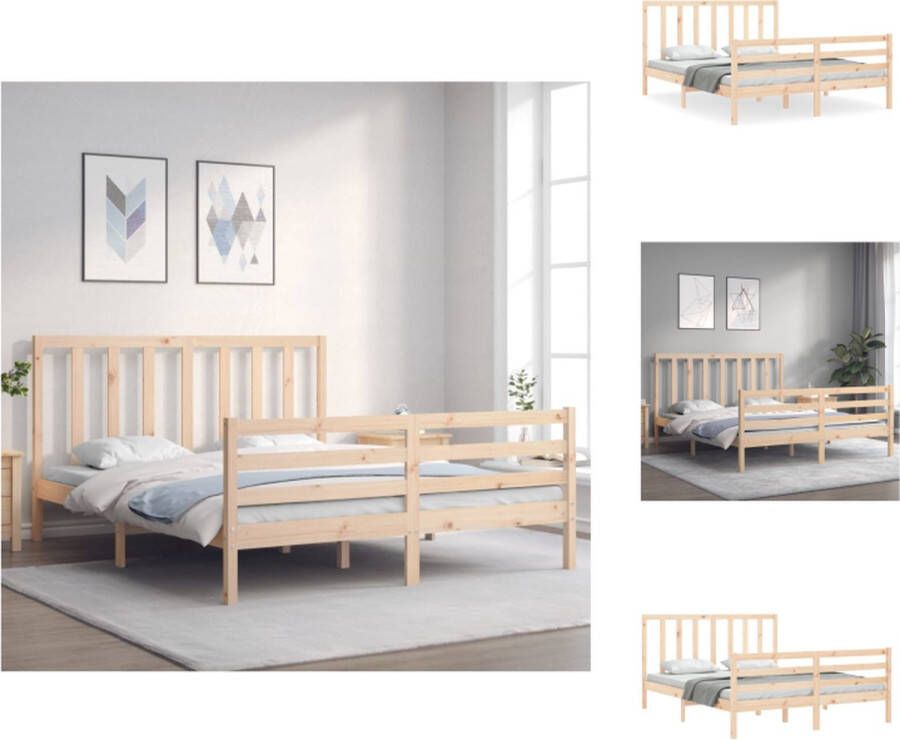 VidaXL Bedframe Bedframes Bed Tweepersoonsbed Bedframe zonder matras massief grenenhout 160x200 cm - Foto 5